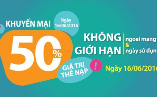Hôm nay Viettel khuyến mại 50% thẻ nạp