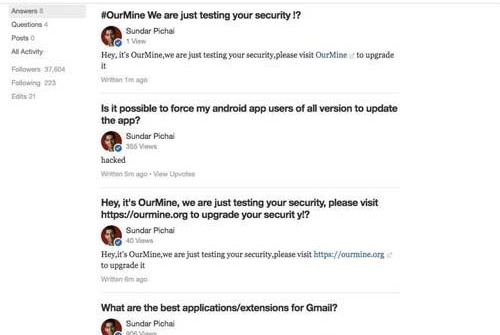 Sau Mark Zuckerberg, tài khoản Quora của CEO Google tiếp tục bị hack