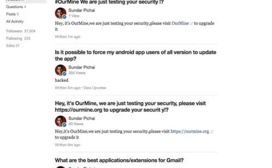 Sau Mark Zuckerberg, tài khoản Quora của CEO Google tiếp tục bị hack