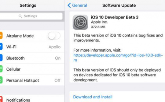 Đã có iOS 10 Beta 3, tuỳ chọn iMessage mới