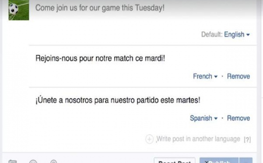 Facebook thử nghiệm chia sẻ status đa ngôn ngữ