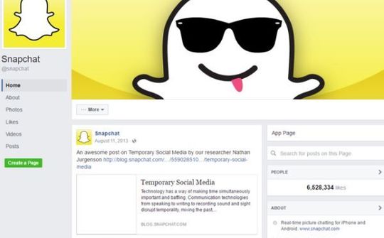 Snapchat bỏ fanpage trên Facebook
