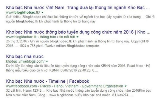 Nhan nhản website, tài khoản xã hội giả mạo Kho bạc Nhà nước