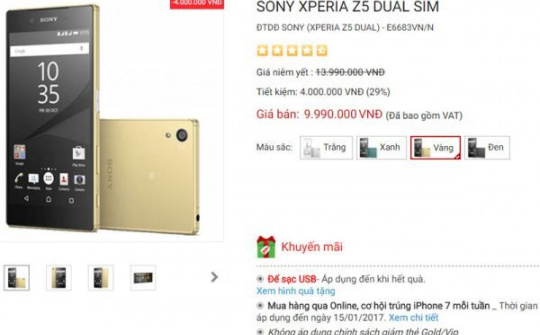 Trước thềm Tết Đinh Dậu 2017, Sony Xperia Z5 giảm giá "cực sốc"