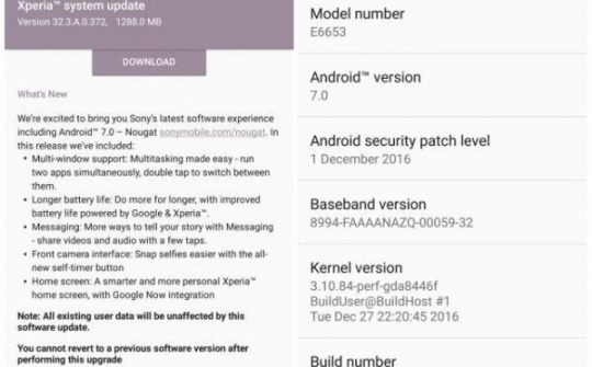 Sony phát hành bản cập nhật Android 7.0 cho bộ đôi Xperia Z5 và Xperia Z5 Pemium