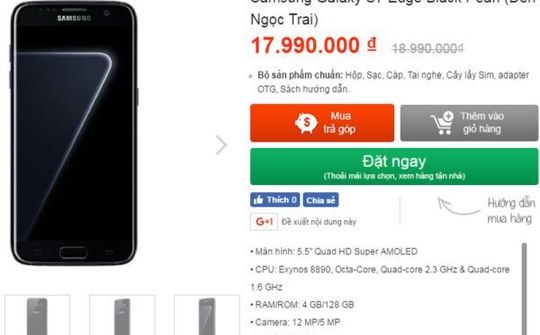 Galaxy S7 Edge Black Pearl giảm giá 1 triệu đồng tại thị trường Việt Nam