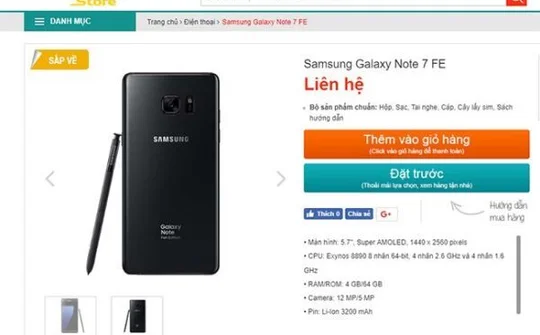 Galaxy Note FE chính hãng sẽ lên kệ tại Việt Nam vào cuối tháng 10?
