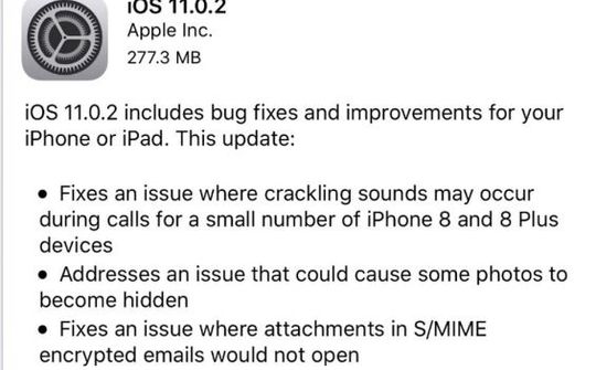 Apple phát hành bản cập nhật iOS 11.0.2