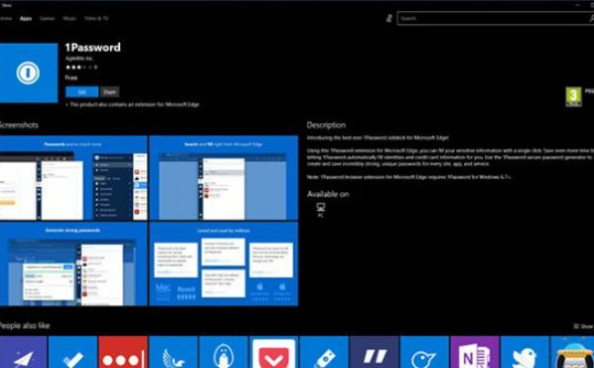 1Password cho trình duyệt Edge đã được cung cấp trên Windows Store