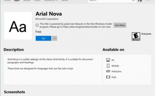 Người dùng có thể tải font chữ cho Winndows ngay từ kho ứng dụng Store