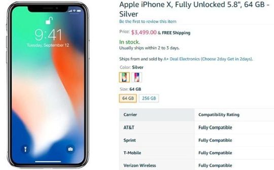 iPhone X được rao bán với giá hơn... 3000 USD trên Amazon