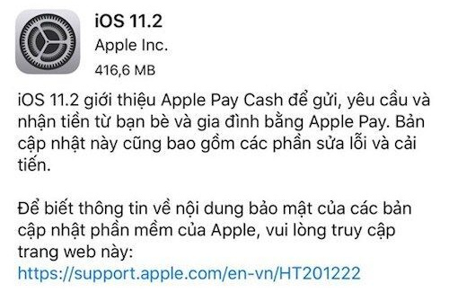 Apple phát hành iOS 11.2, sửa lỗi iPhone thoát ứng dụng