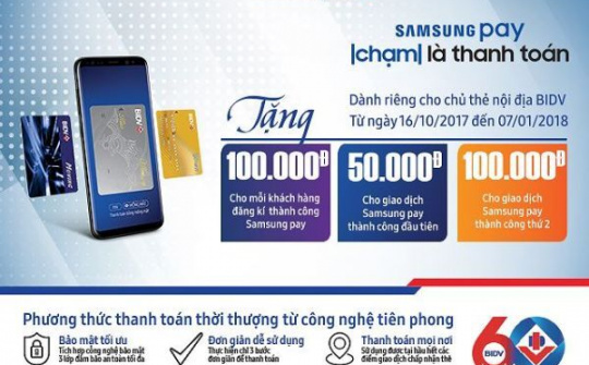 BIDV ra mắt tính năng thanh toán thẻ ghi nợ nội địa qua Samsung Pay