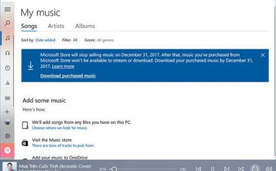 Từ 31/12, Microsoft đóng cửa dịch vụ Groove Music