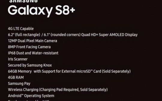 Rò rỉ cấu hình chi tiết Galaxy S8 Plus ngay trước thềm MWC 2017