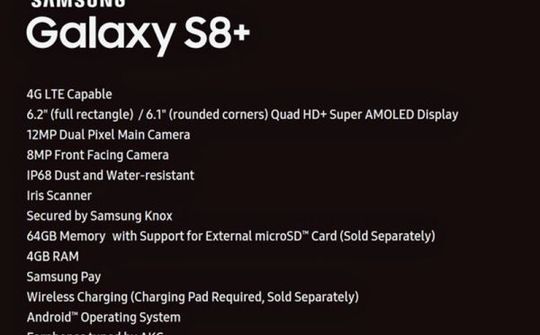 Rò rỉ cấu hình chi tiết Galaxy S8 Plus ngay trước thềm MWC 2017