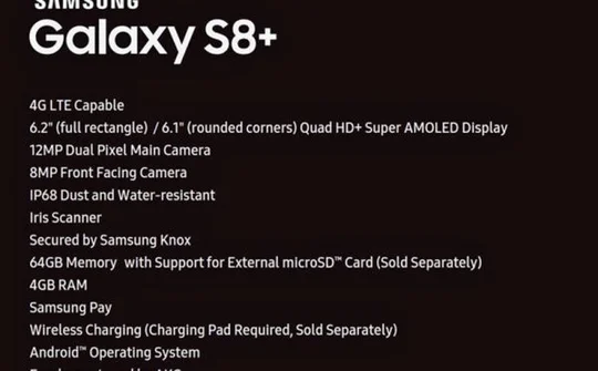 Rò rỉ cấu hình chi tiết Galaxy S8 Plus ngay trước thềm MWC 2017