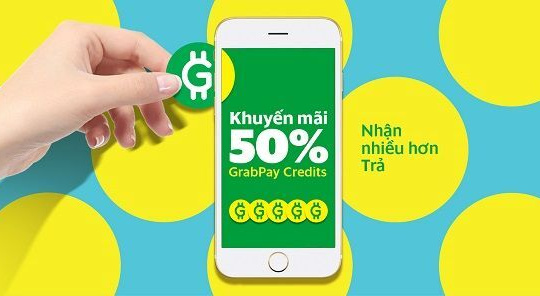Khuyến mãi 50% mệnh giá khi nạp tiền vào tài khoản GrabPay Credits