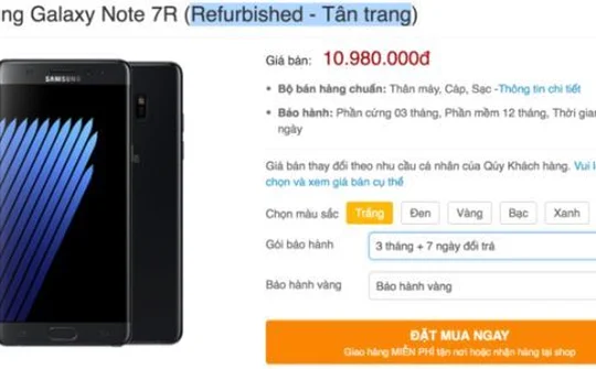 Galaxy Note 7 tân trang được rao bán ở Việt Nam với giá từ 10,98 triệu