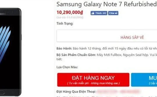 Galaxy Note 7 refurbished được bán với giá 10,2 triệu đồng