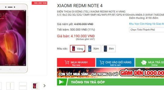 Xiaomi Redmi Note 4 giảm giá hấp dẫn, còn 4,19 triệu đồng