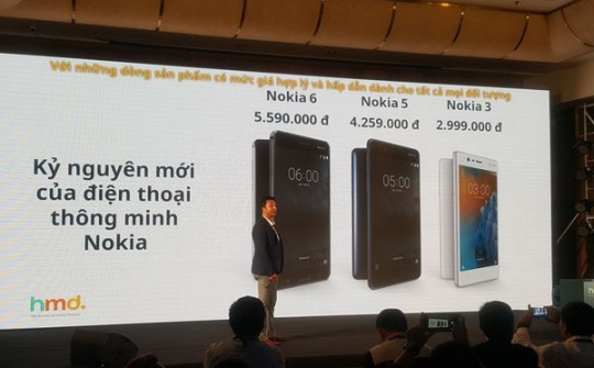 Nokia 3, 5, 6 ra mắt thị trường Việt Nam, giá từ 3 - 6 triệu đồng