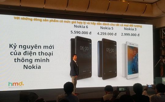 Nokia 3, 5, 6 ra mắt thị trường Việt Nam, giá từ 3 - 6 triệu đồng