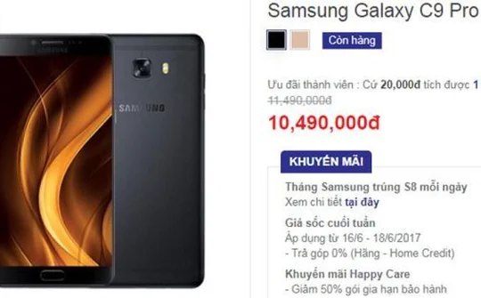 Samsung Galaxy C9 Pro vừa được giảm giá bán tại thị trường Việt Nam