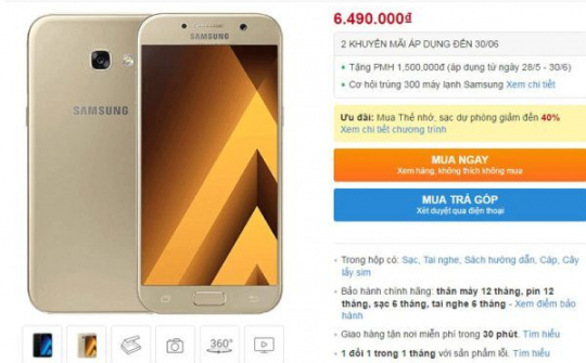 Mua Galaxy A3 2017 nhận phiếu mua hàng trị giá 1,5 triệu đồng
