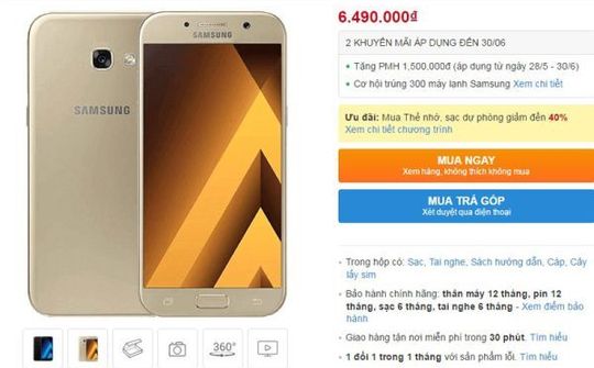 Mua Galaxy A3 2017 nhận phiếu mua hàng trị giá 1,5 triệu đồng