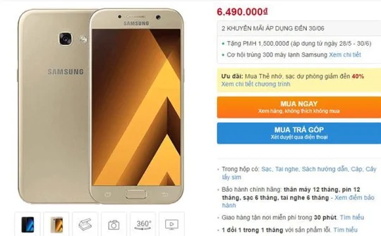 Mua Galaxy A3 2017 nhận phiếu mua hàng trị giá 1,5 triệu đồng