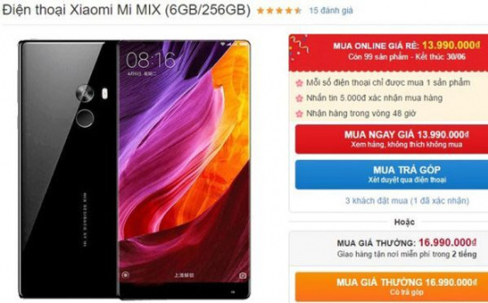 Xiaomi Mi MIX giảm giá 3 triệu đồng cho khách hàng đặt mua online