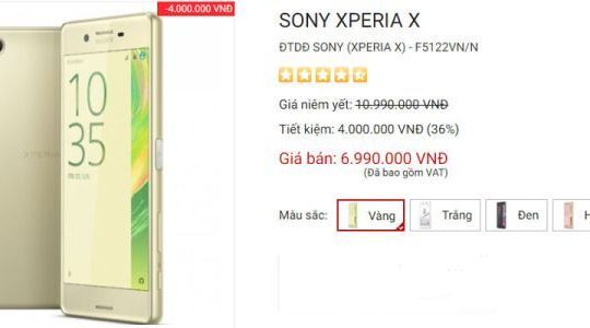 Sony tiếp tục hạ giá bán smartphone Xperia X tại thị trường Việt Nam
