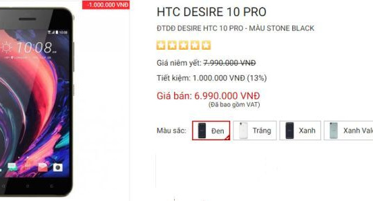 Smartphone chuyên chụp HTC Desire 10 Pro giảm giá 1 triệu đồng