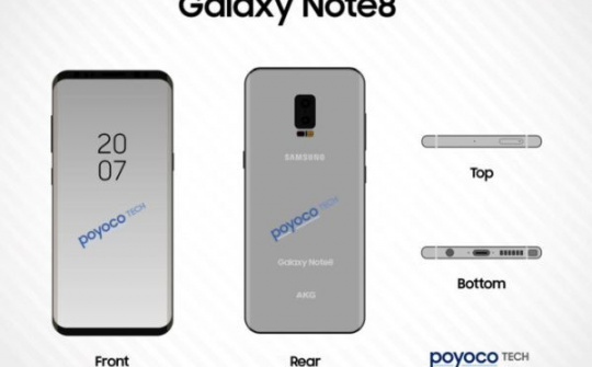 Rò rỉ thiết kế Galaxy Note 8: Khá giống Galaxy S8 Plus, camera kép