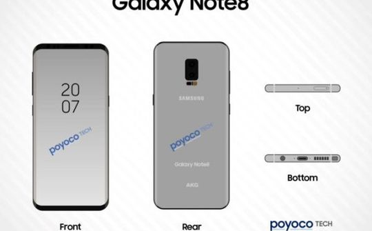 Rò rỉ thiết kế Galaxy Note 8: Khá giống Galaxy S8 Plus, camera kép