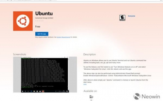 Người dùng đã có thể download hệ điều hành Ubuntu từ Windows Store