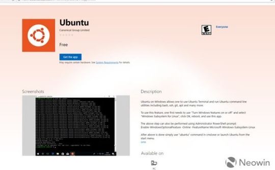 Người dùng đã có thể download hệ điều hành Ubuntu từ Windows Store