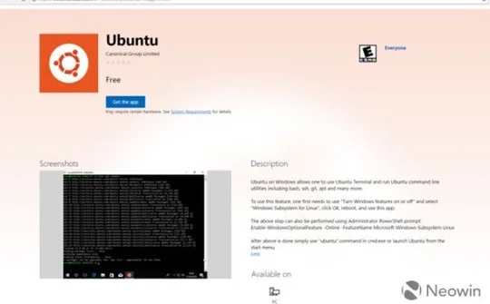 Người dùng đã có thể download hệ điều hành Ubuntu từ Windows Store