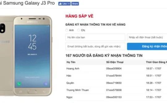 Smartphone giá rẻ Galaxy J3 Pro chuẩn bị lên kệ, giá dưới 4,5 triệu