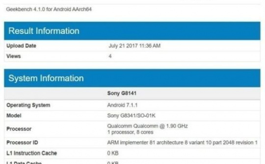 Sony Xperia XZ1 có thể được trang bị chip Snapdragon 835