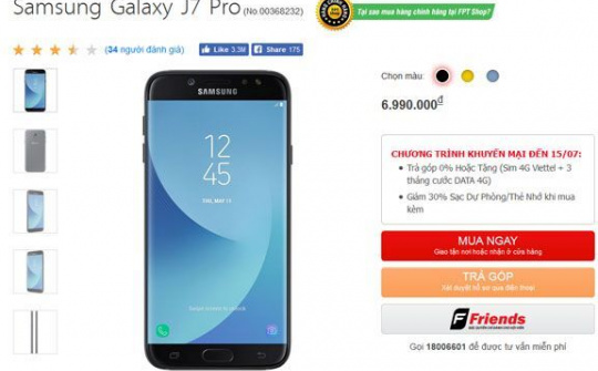 Galaxy J7 Pro chính thức lên kệ tại thị trường Việt Nam