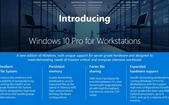 Microsoft chính thức ra mắt Windows 10 Pro for Workstations