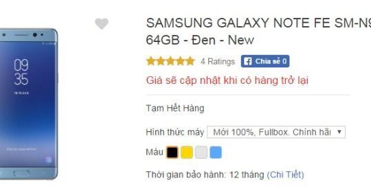 Giá bán Galaxy Note FE xách tay vẫn quá đắt