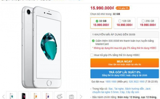 Bộ đôi iPhone 7 và 7 Plus đồng loạt giảm giá 1-1,5 triệu đồng