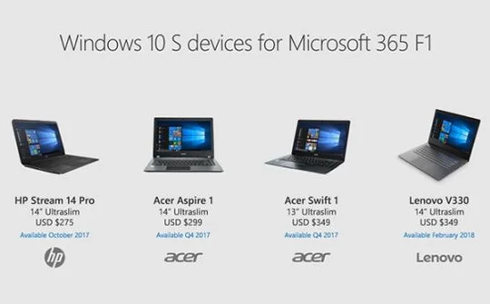 Microsoft công bố 4 thiết bị Windows 10 S Windows 10 S