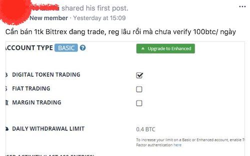 Tài khoản giao dịch tiền ảo được rao bán với giá cao