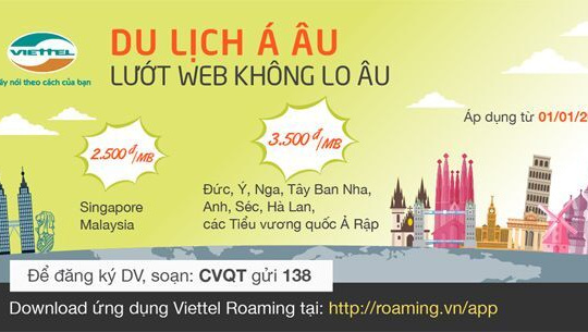 Viettel tiếp tục giảm giá cước dịch vụ Data Roaming tại 10 quốc gia