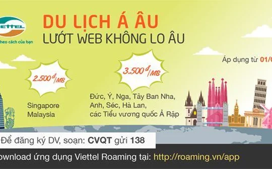 Viettel tiếp tục giảm giá cước dịch vụ Data Roaming tại 10 quốc gia