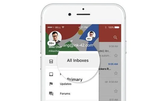 Gmail trên iOS cho phép xem nhiều tài khoản trong một hộp thư đến